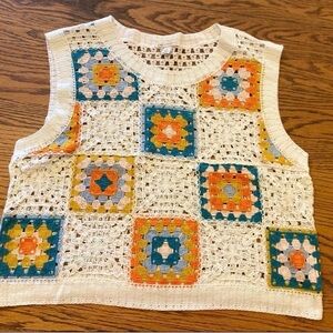 Cato granny square crocheted sweater vest XL